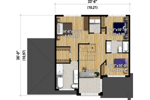 Floor Plan - Upper Floor for Contemporary House Plan #25-4892 - 3 bed, 2.5 bath