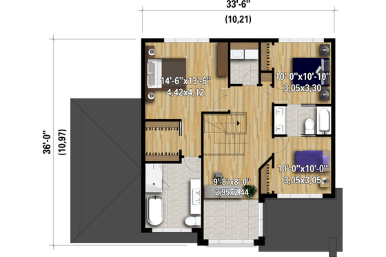 Floor Plan - Upper Floor for Contemporary House Plan #25-4892 - 3 bed, 2.5 bath