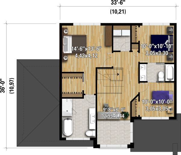 Contemporary Floor Plan - Upper Floor Plan #25-4892