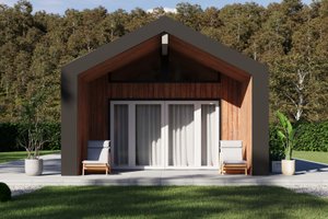 Exterior - Front Elevation 4 for Cabin House Plan #1106-120 - 2 bed, 1 bath