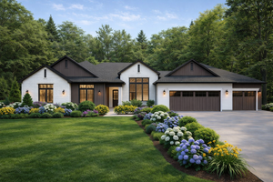 House Plan Design - Exterior - Front Elevation for Ranch House Plan #1111-5 - 4 bed, 2.5 bath