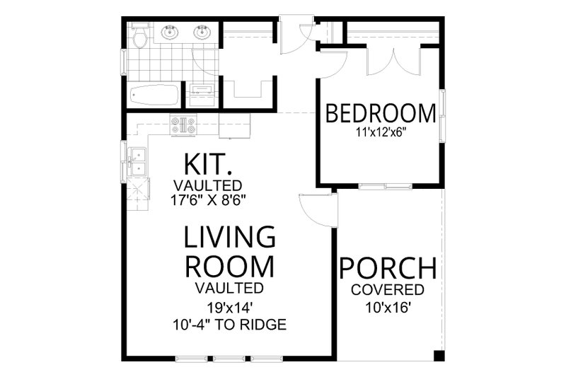 House Blueprint - Floor Plan - Main Floor for Contemporary House Plan #112-221 - 1 bed, 1 bath