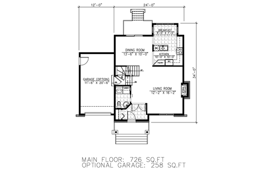 Floor Plan - Main Floor for Cottage House Plan #138-371 - 3 bed, 1.5 bath