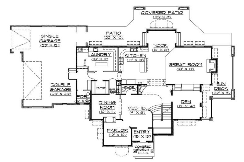Home Plan - Floor Plan - Main Floor for Traditional House Plan #5-438 - 6 bed, 4.5 bath
