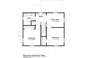 Upper Level floor plan - 1300 square foot cottage home