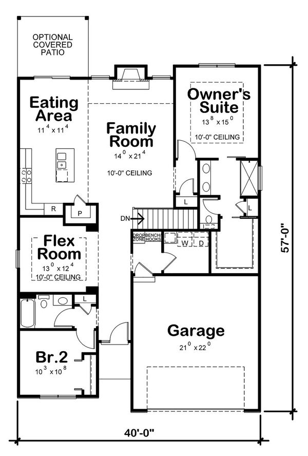 Architectural House Design - Craftsman Floor Plan - Main Floor Plan #20-2405