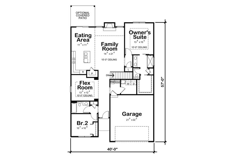 Dream House Plan - Floor Plan - Main Floor for Craftsman House Plan #20-2405 - 2 bed, 2 bath