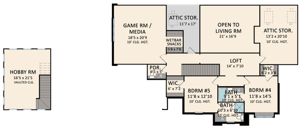 House Plan Design - European Floor Plan - Upper Floor Plan #1081-49