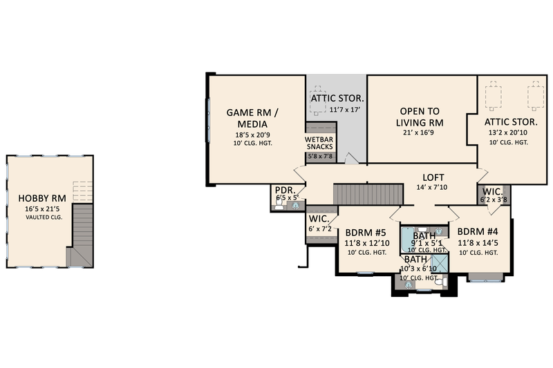 House Blueprint - Floor Plan - Upper Floor for European House Plan #1081-49 - 5 bed, 5.5 bath