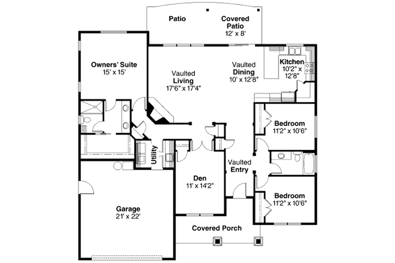 Home Plan - Floor Plan - Main Floor for Craftsman House Plan #124-706 - 3 bed, 2 bath
