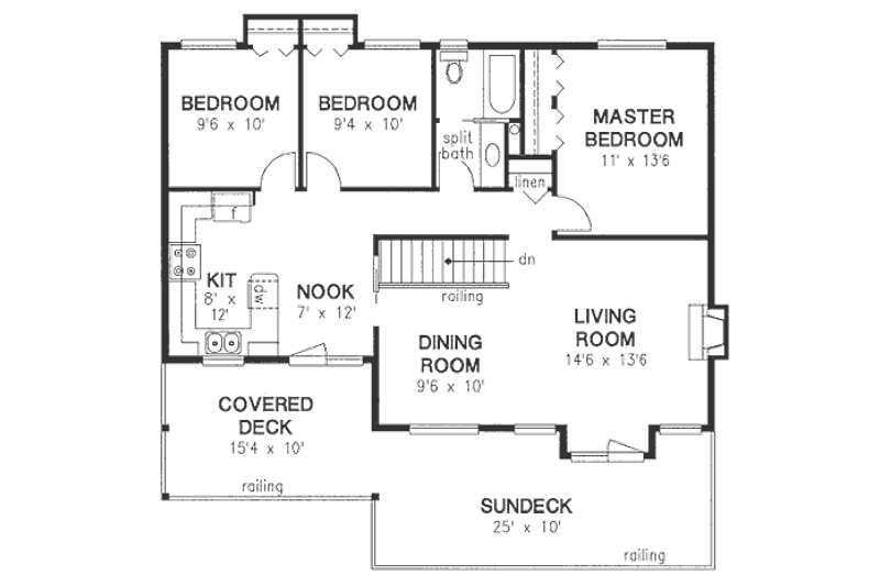 House Blueprint - Floor Plan - Main Floor for European House Plan #18-9267 - 3 bed, 1 bath