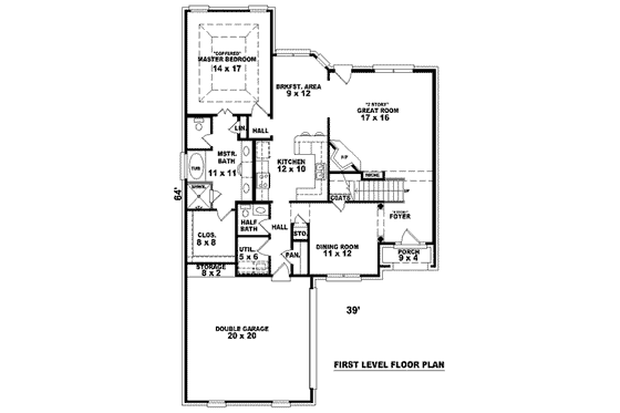 Floor Plan - Main Floor for European House Plan #81-762 - 3 bed, 2.5 bath