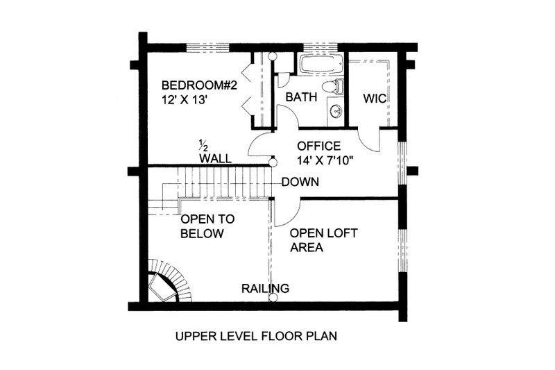 Home Plan - Floor Plan - Upper Floor for Log House Plan #117-965 - 2 bed, 2 bath
