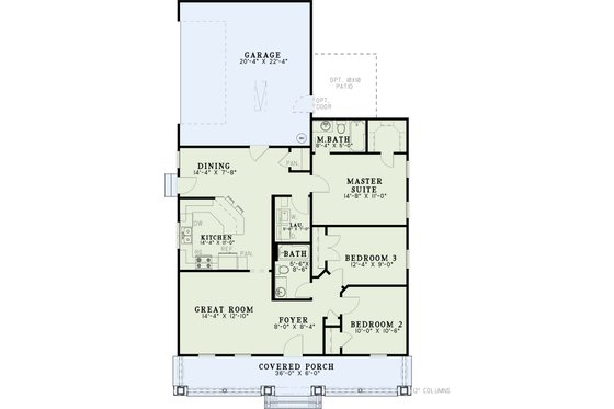Floor Plan - Main Floor for Cabin House Plan #17-2216 - 3 bed, 2 bath