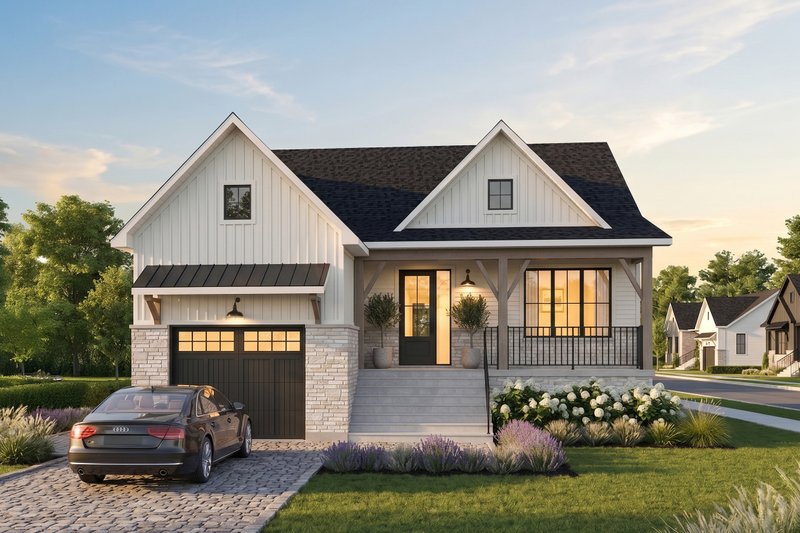 House Blueprint - Exterior - Front Elevation 2 for Bungalow House Plan #23-2798 - 6 bed, 2 bath