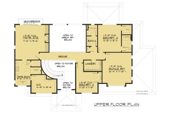 Floor Plan - Upper Floor 1 for Prairie House Plan #1066-94 - 5 bed, 4.5 bath