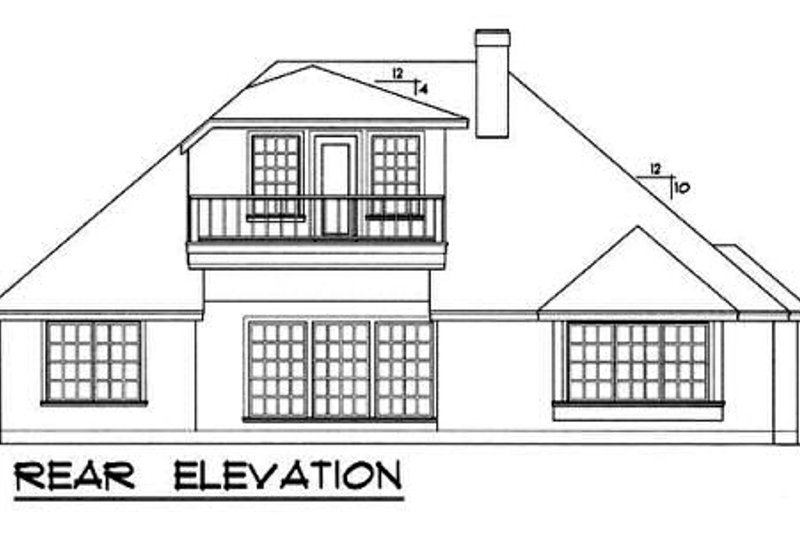Home Plan - Exterior - Rear Elevation for European House Plan #40-121 - 3 bed, 2 bath
