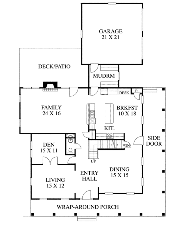 House Design - Traditional Floor Plan - Main Floor Plan #1053-52
