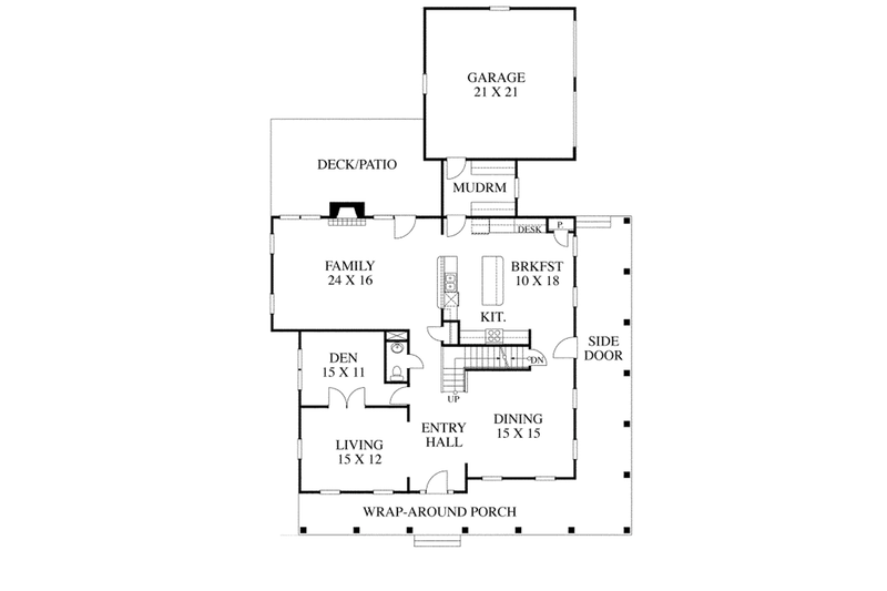 Architectural House Design - Floor Plan - Main Floor for Traditional House Plan #1053-52 - 3 bed, 2.5 bath