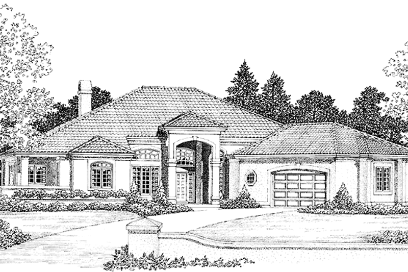 Dream House Plan - Mediterranean Exterior - Front Elevation Plan #72-1010