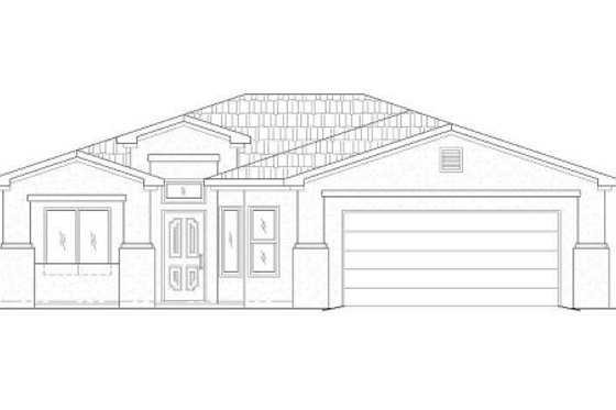 Exterior - Front Elevation for Adobe / Southwestern House Plan #24-163 - 3 bed, 2 bath