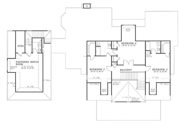 Traditional Floor Plan - Upper Floor Plan #17-225
