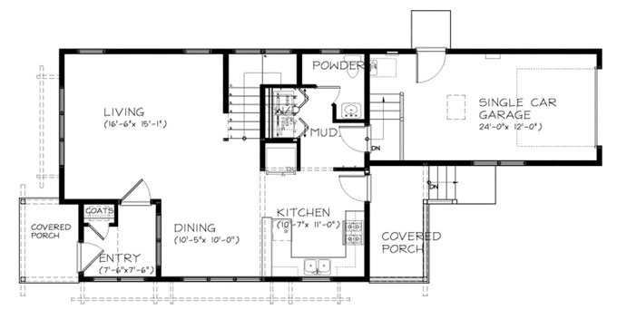 Architectural House Design - Floor Plan - Main Floor for Traditional House Plan #895-77 - 3 bed, 2.5 bath