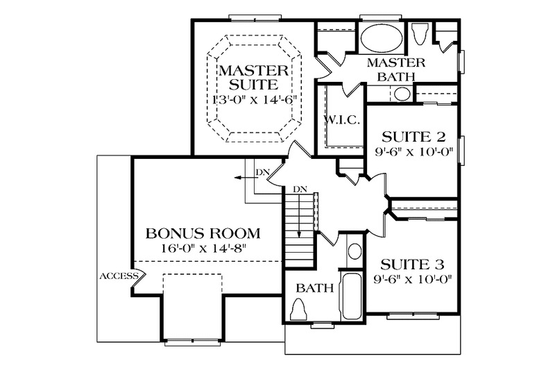 Architectural House Design - Floor Plan - Upper Floor for Country House Plan #453-287 - 3 bed, 2.5 bath