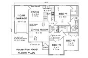 Contemporary Style House Plan - 3 Beds 2 Baths 1341 Sq/Ft Plan #513-2344 Floor 
