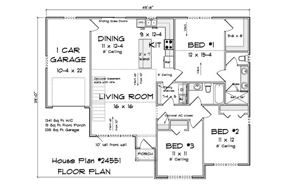 Floor Plan - Main Floor for Contemporary House Plan #513-2344 - 3 bed, 2 bath