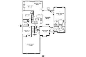 Floor Plan - Main Floor for European House Plan #81-1002 - 3 bed, 2 bath
