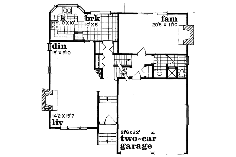 Dream House Plan - Floor Plan - Main Floor for Contemporary House Plan #47-677 - 3 bed, 3 bath