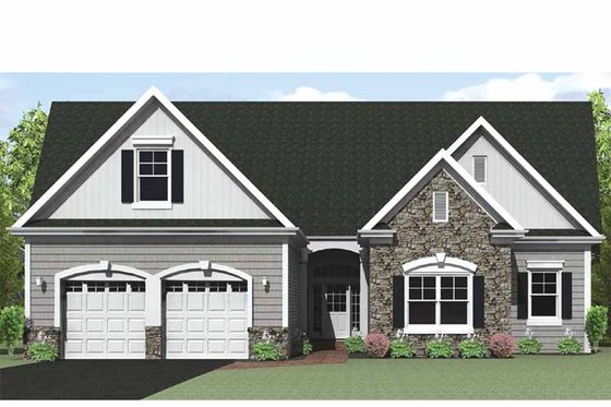 Exterior - Front Elevation 3 for Ranch House Plan #1010-28 - 3 bed, 2.5 bath