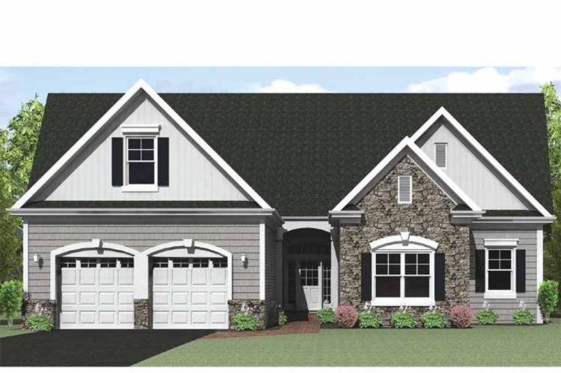 House Blueprint - Exterior - Front Elevation 3 for Ranch House Plan #1010-28 - 3 bed, 2.5 bath