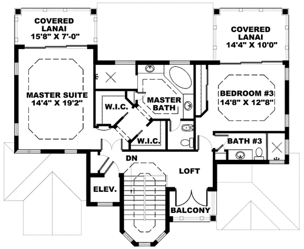 Architectural House Design - Mediterranean Floor Plan - Upper Floor Plan #1017-134