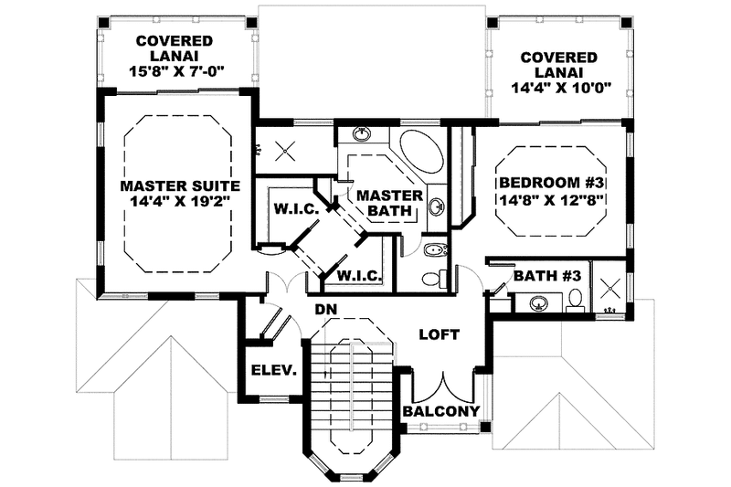 Architectural House Design - Floor Plan - Upper Floor for Mediterranean House Plan #1017-134 - 3 bed, 3 bath