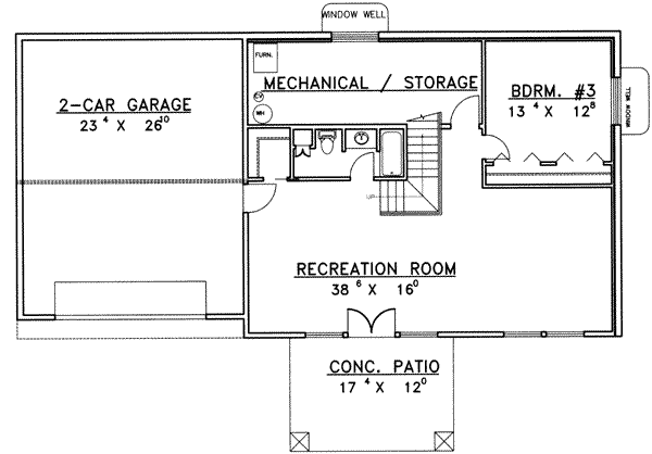 House Plan Design - Traditional Floor Plan - Lower Floor Plan #117-304