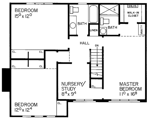 Home Plan - Tudor Floor Plan - Upper Floor Plan #72-730