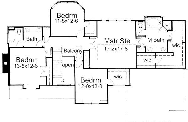 Architectural House Design - Traditional Floor Plan - Upper Floor Plan #120-105