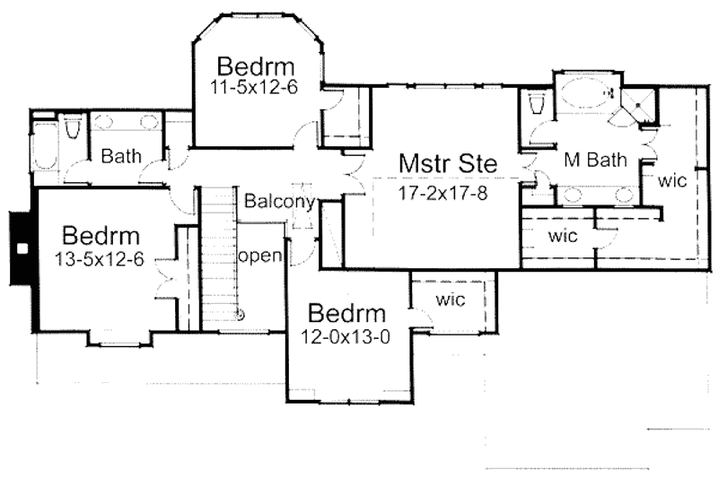 Architectural House Design - Floor Plan - Upper Floor for Traditional House Plan #120-105 - 4 bed, 3 bath