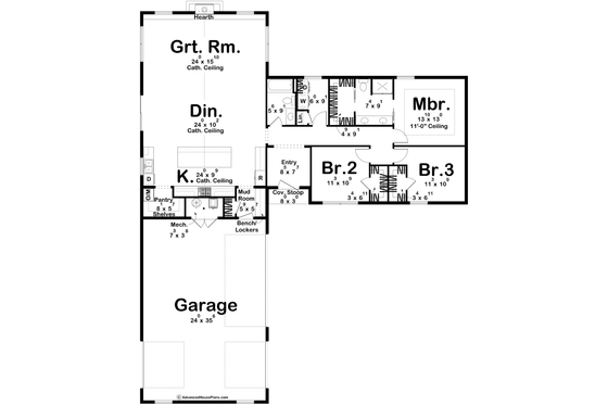 Floor Plan - Main Floor for Barndominium House Plan #455-406 - 3 bed, 2 bath