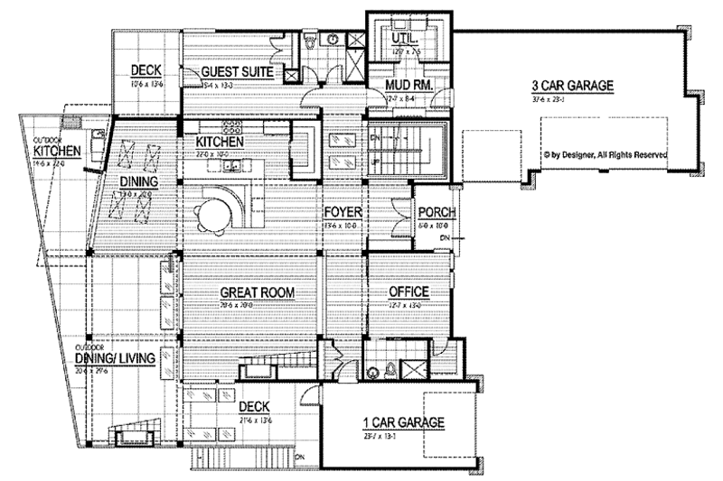 Dream House Plan - Floor Plan - Main Floor for Contemporary House Plan #569-31 - 5 bed, 6 bath
