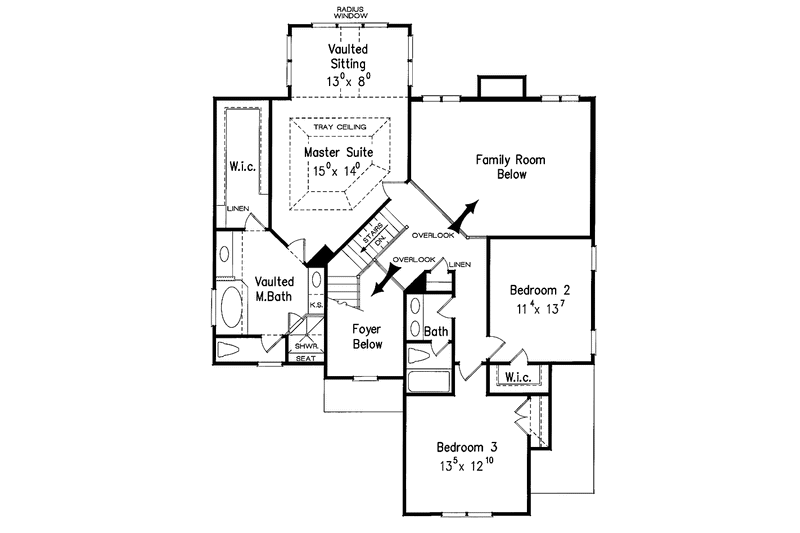 House Blueprint - Floor Plan - Upper Floor for Country House Plan #927-842 - 3 bed, 2.5 bath