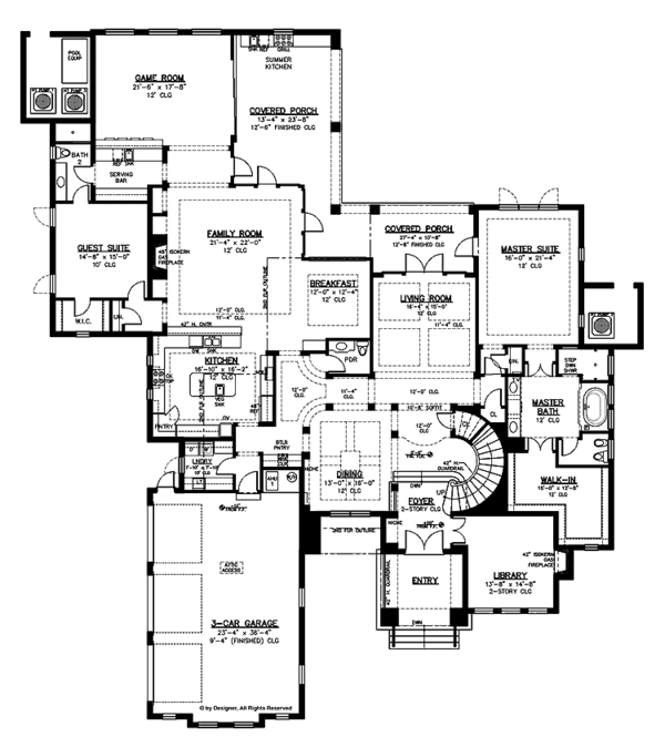 Architectural House Design - Mediterranean Floor Plan - Main Floor Plan #1019-8