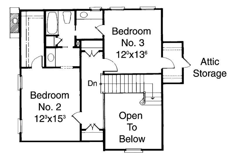 Dream House Plan - Floor Plan - Upper Floor 1 for Colonial House Plan #429-159 - 3 bed, 2.5 bath