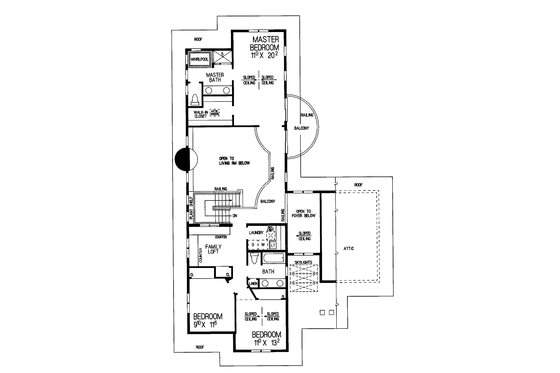 Floor Plan - Upper Floor for Contemporary House Plan #72-904 - 3 bed, 3.5 bath