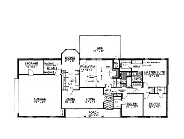 Home Plan - Country Floor Plan - Main Floor Plan #45-440