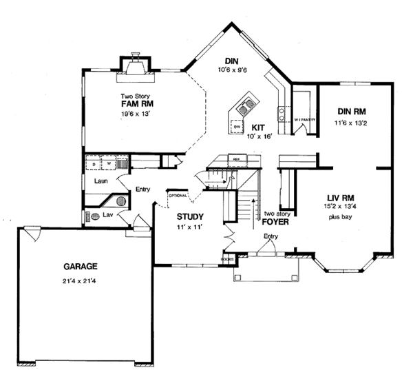 Home Plan - Colonial Floor Plan - Main Floor Plan #316-224