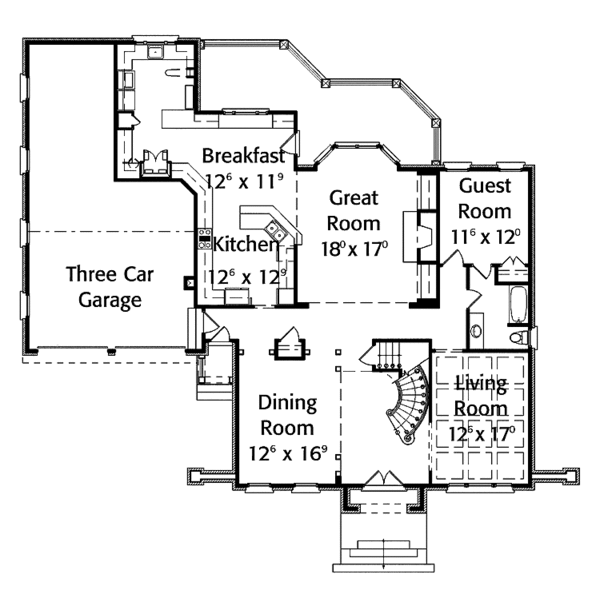 House Plan Design - Traditional Floor Plan - Main Floor Plan #429-305