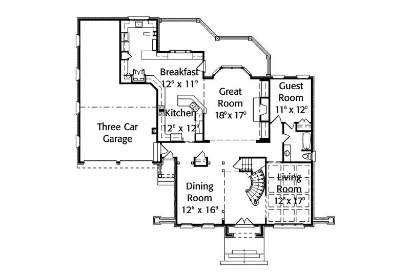 Dream House Plan - Floor Plan - Main Floor for Traditional House Plan #429-305 - 5 bed, 4 bath